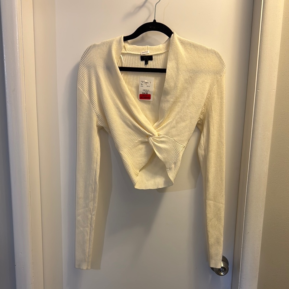 Debut Cream Twist Front Crop Top, M/L